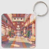 Retro 90s Anime Japan Treinstation Sleutelhanger (Achterkant)