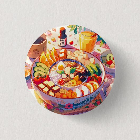 Retro 90s Anime Japans eten Ronde Button 3,2 Cm (Voorkant)