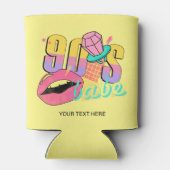 Retro 90's Babe Lips Ring Pop Gele Blauwgroen naam Blikjeskoeler (Achterkant)