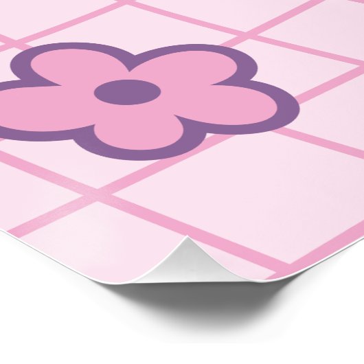 Retro 90s Be Kind Bloem Grid Patroon Perfect Poster (Hoek)