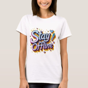 Retro 90s Blijf offline woordontwerp T-shirt