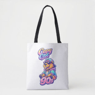Retro 90s Capy Cool Capybara Boodschappentas Tote Bag