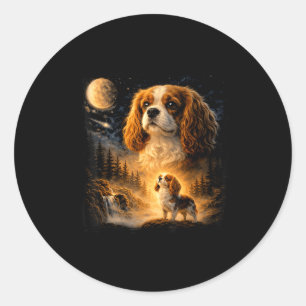 Retro 90s cavalier king charles spaniel naar de ma ronde sticker
