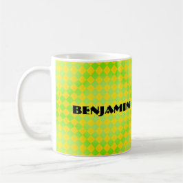 Retro 90s Citroen Geel Lime Groen Harlekijn Koffie Koffiemok