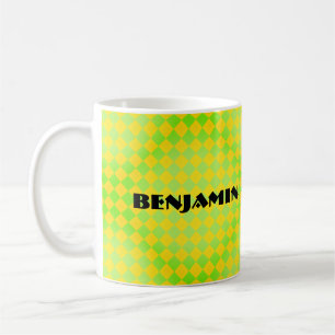 Retro 90s Citroen Geel Lime Groen Harlekijn Koffie Koffiemok