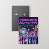 Retro 90s City Pop Night: Neon Tokyo & Osaka Rain Button (Voorkant / Achterkant)