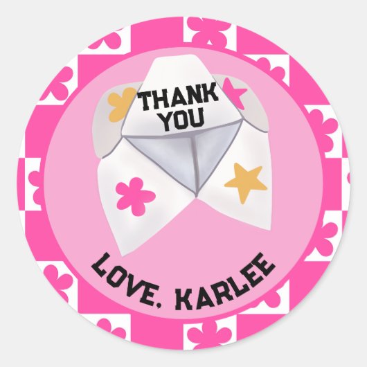 Retro 90's Cootie Catcher Ronde Sticker (Voorkant)