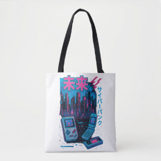 Retro 90s Cyberpunk Neon Canvas tas