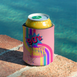 Retro 90's Feest Roze Nostalgische Verjaardag Blikjeskoeler