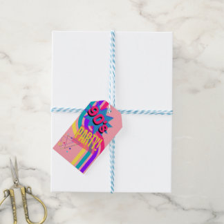 Retro 90's Feest Roze Nostalgische Verjaardag Cadeaulabel