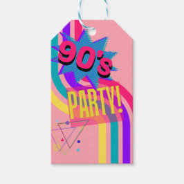 Retro 90's Feest Roze Nostalgische Verjaardag Cadeaulabel