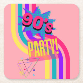 Retro 90's Feest Roze Nostalgische Verjaardag Kartonnen Onderzetters