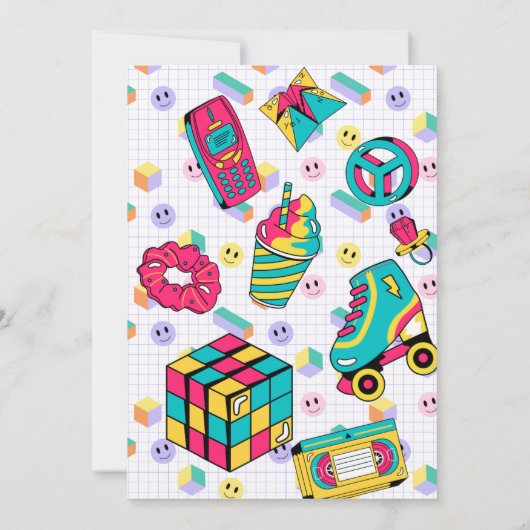 Retro 90s Funky Neon Glow Disco Verjaardag Kaart (Achterkant)