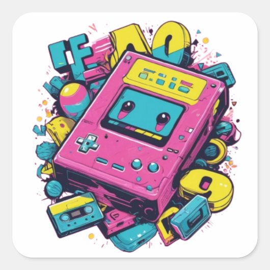 Retro 90s Game Console Sticker | gamer (Voorkant)