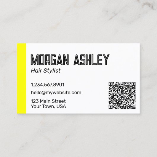 Retro 90s Geometrisch Geel Accenten QR Code Visitekaartje (Achterkant)
