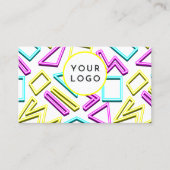 Retro 90s Geometrisch Geel Accenten QR Code Visitekaartje (Voorkant)