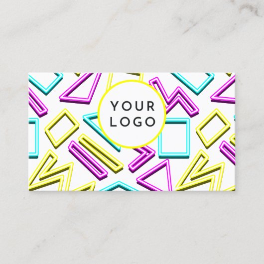 Retro 90s Geometrisch Geel Accenten QR Code Visitekaartje (Voorkant)