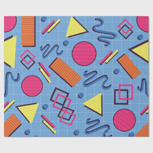 Retro 90s geometrisch patroon cadeaupapier (Vlak)