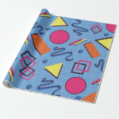 Retro 90s geometrisch patroon cadeaupapier (Uitgerold)