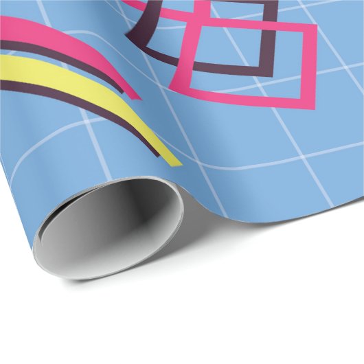 Retro 90s geometrisch patroon cadeaupapier (Rol Hoek)