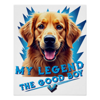 Retro 90s Golden Retriever Mascotte Hulpstukken op Perfect Poster