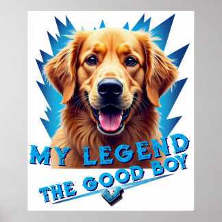 Retro 90s Golden Retriever Mascotte Hulpstukken op Poster