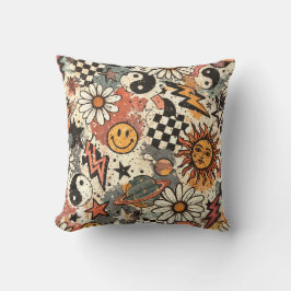 Retro 90s Grunge Celestial Doodle Pattern Kussen