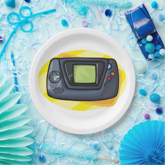 Retro 90s Handheld Game Console Gamer Papieren Bordje (Feest)