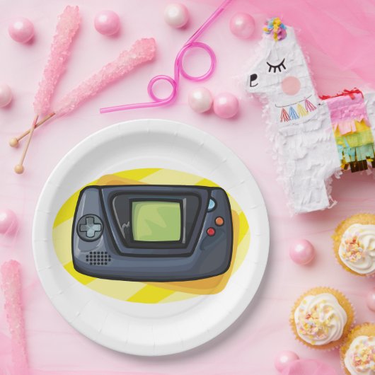 Retro 90s Handheld Game Console Gamer Papieren Bordje (Feest)