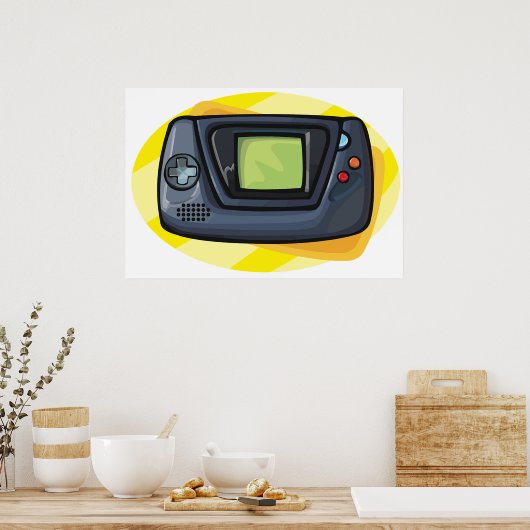 Retro 90s Handheld Game Console Gamer Poster (Keuken)