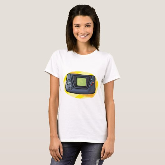 Retro 90s Handheld Game Console Gamer T-shirt (Voorkant volledig)
