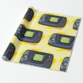 Retro 90s Handheld Gameconsole Gamer Cadeaupapier (Uitgerold)