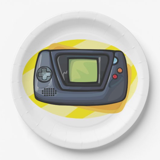 Retro 90s Handheld Gameconsole Gamer Papieren Bordje (Voorkant)
