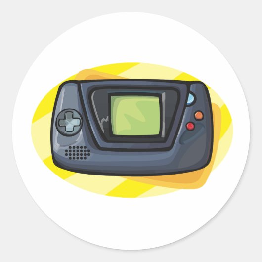 Retro 90s Handheld Gameconsole Gamer Ronde Sticker (Voorkant)
