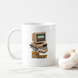 Retro 90s Internet Vintage Computer Illustratie – Koffiemok