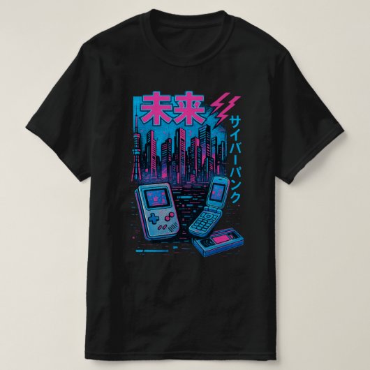 Retro 90s Japan Neon T-shirt (Design voorkant)