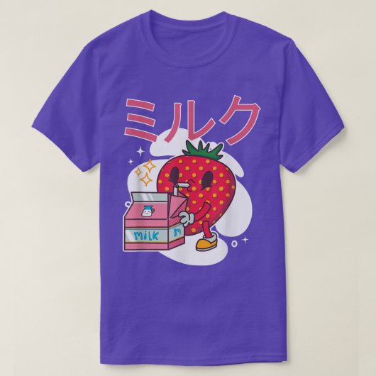 Retro 90's Japans Kawaii Strawberry Milk Milksha T-shirt (Design voorkant)