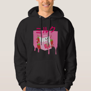 Retro 90s Japanse Kawaii Aardbeien Milkshake Ca Hoodie