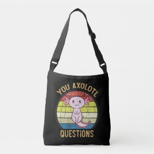 Retro 90s Jouw Axolotl Vragen Vintage Zonsondergan Crossbody Tas