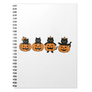Retro 90s Kat Halloween Pompoen Zwarte Kat Notitieboek