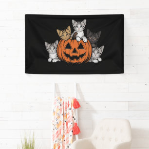 Retro 90s Kat Halloween Retro Griezelig Seizoen Spandoek