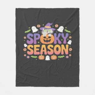 Retro 90s Kat Pompoen Halloween Retro Bloemig Spo Fleece Deken