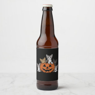 Retro 90s Katten Halloween Spokerig Seizoen  Bier Etiket