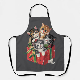 Retro 90s Kattenliefhebber Kerstmis Retro Katten K Schort