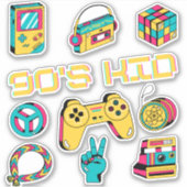 Retro 90s Kid Nostalgie Aesthetic Pop Set van 10 Sticker (Voorkant)