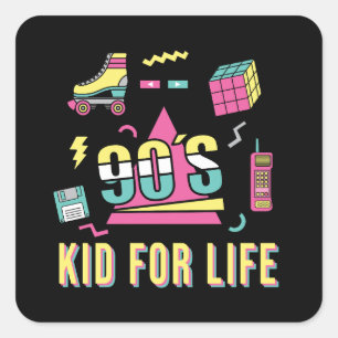 retro 90's Kind voor het leven jaren negentig Vierkante Sticker