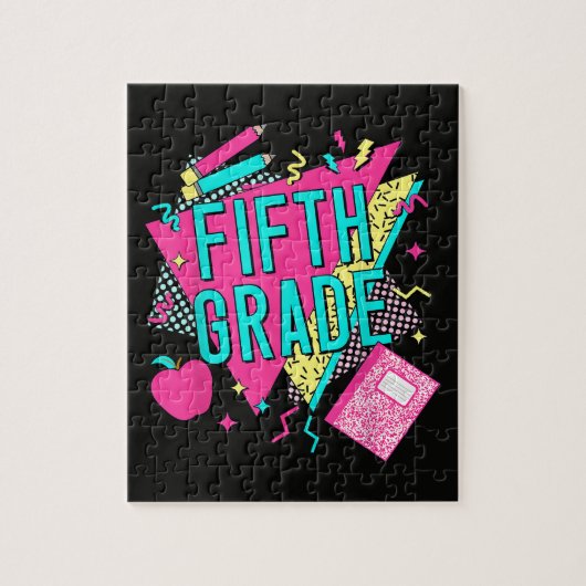 Retro 90s Klasleraar Terug naar School Legpuzzel (Verticaal)
