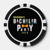 Retro 90s Kleurige Das Bruiloft Zwart Poker Chips (Voorkant)
