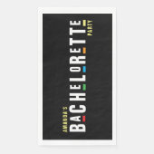 Retro 90s Kleurrijke Bachelorette-feest Zwart Servet (Voorkant)