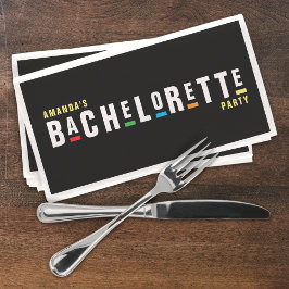 Retro 90s Kleurrijke Bachelorette-feest Zwart Servet